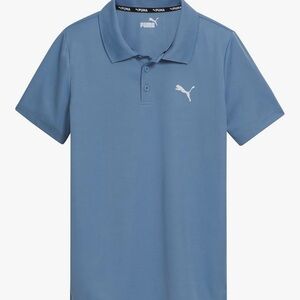 Boys Large Puma Zen Blue Essentials Performance Polo Shirt